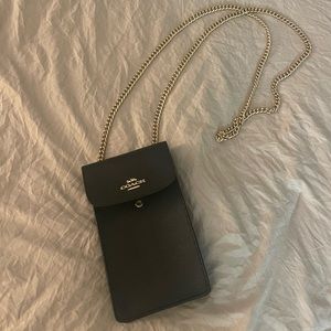Coach Black Leather Chain Crossbody Bag